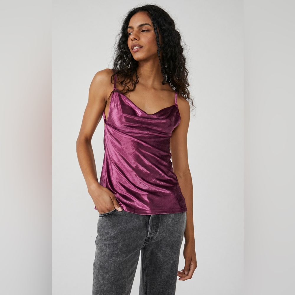 37. NWT Free People All Night Velvet Tunic in Fig Jam